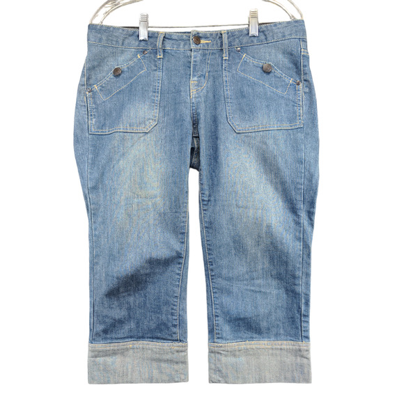 The Limited Women's Drew Straight Capri Jeans Blue 10 Stone Wash Flap Pockets - Picture 1 of 11